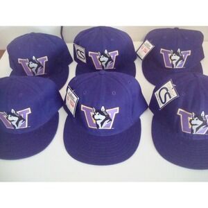 6PC LOT WASHINGTON HUSKIES 80S FITTED  NEW 90S HAT CAP DEADSTOCK  VINTAGE T7